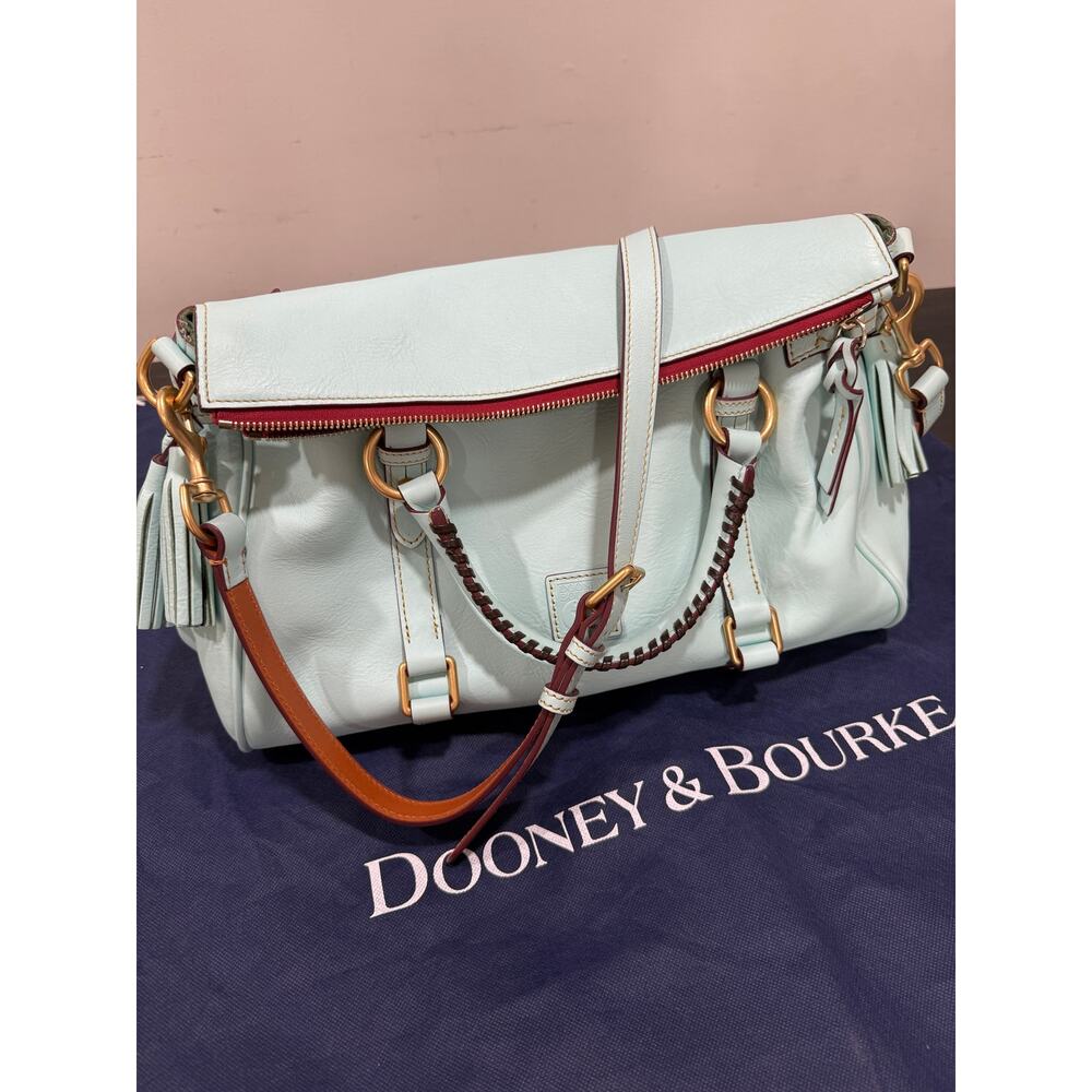 Dooney & Bourke Florentine Leather Large Satchel in Pale Blue RARE